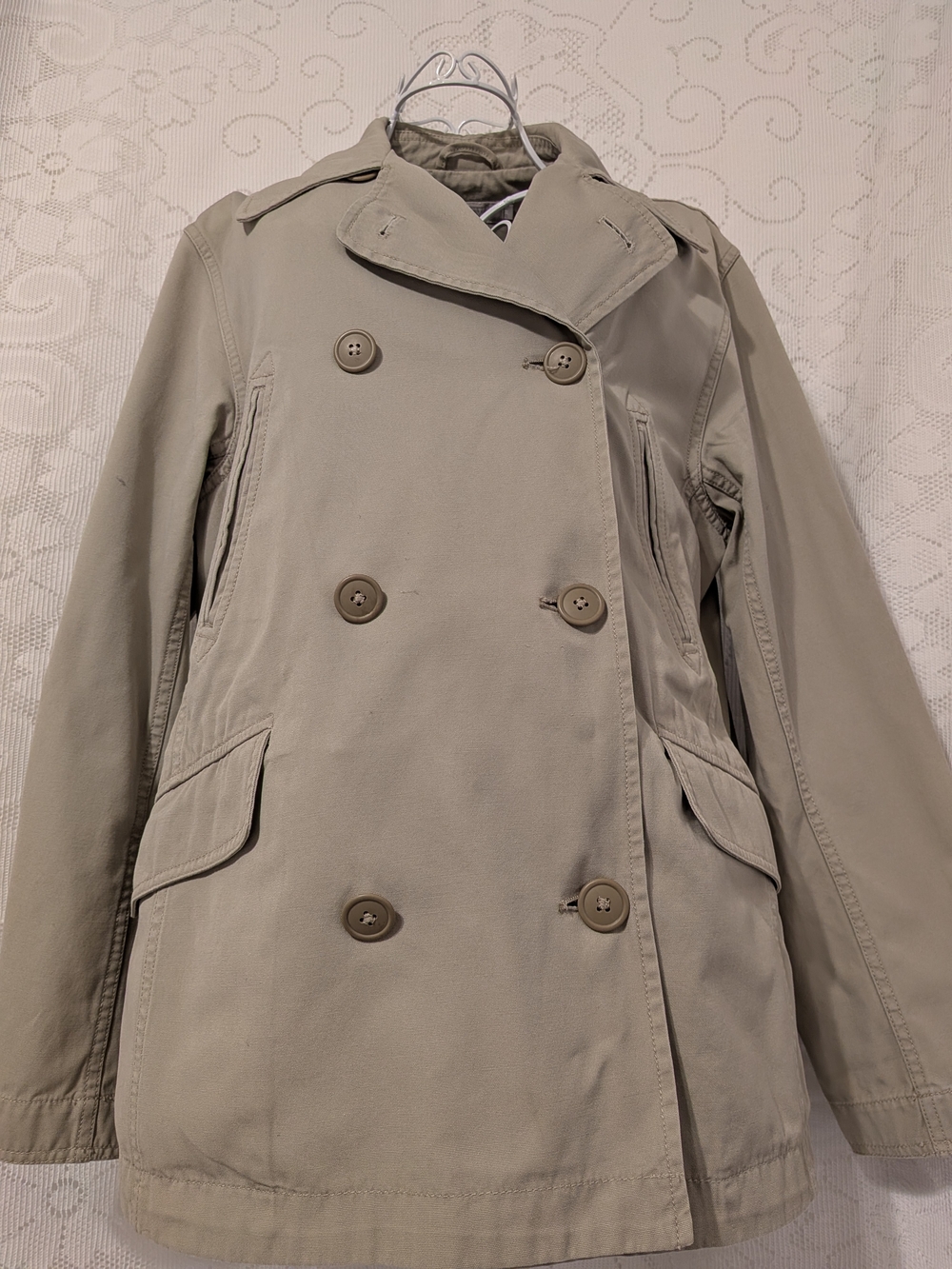 J. Crew Women's Double-Breasted Trench Coat in Light Beige/Khaki, Medium